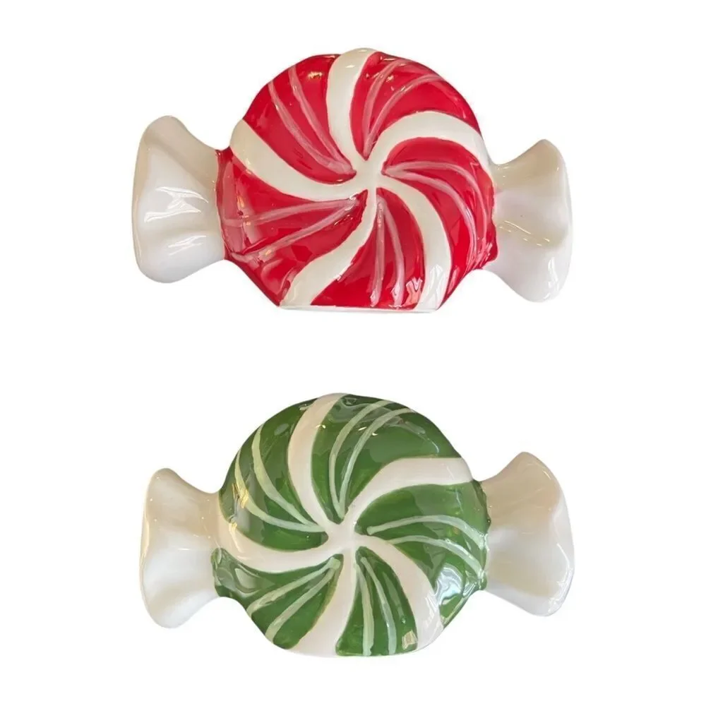 TAG Holiday Candy Peppermint Twist Salt & Pepper Set of 2 Red & Green NIB